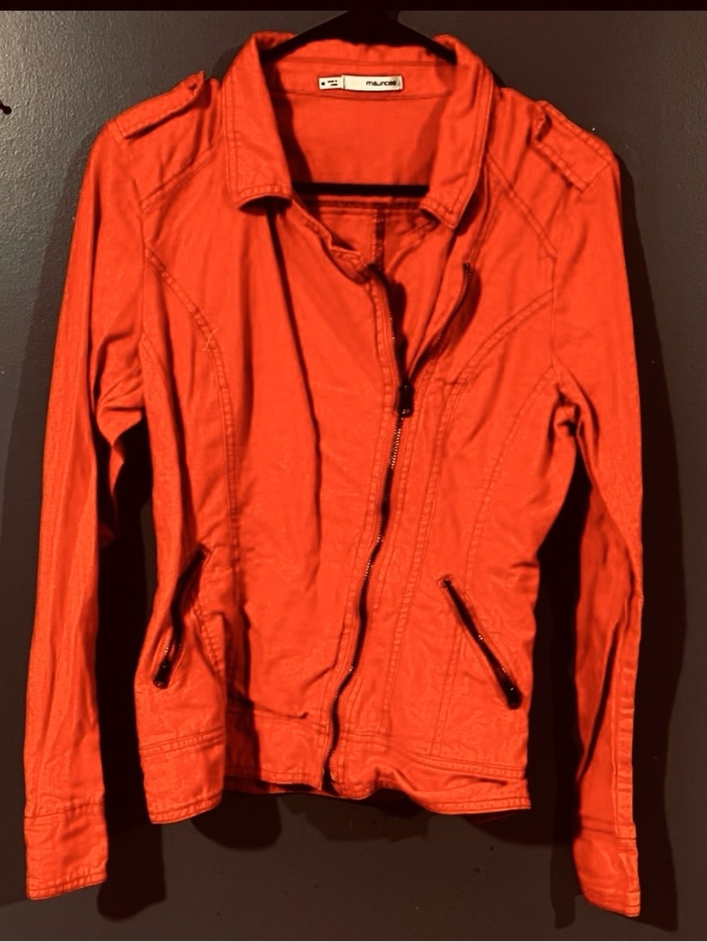 Maurices Vibrant Red Orange Utility Jacket